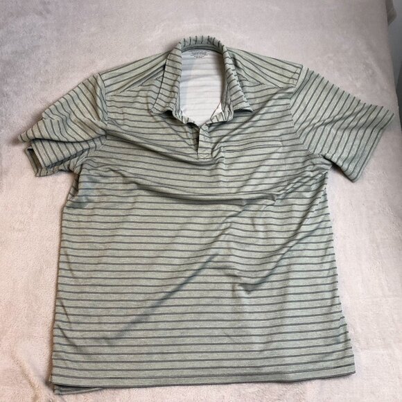Duluth Men Polo Shirt Size XL Short Sleeve Striped Green Casual Pullover Classic - Picture 8 of 8